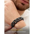 thumbnail image 2 of Cadena de eslabones cubanos PROSTEEL Pulsera de 16 mm acero inoxidable chapado en negro 8.2 pulgadas, 2 of 8