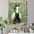 thumbnail image 4 of Qisvanset 12x16 Inch Green Toile Horse Canvas Wall Art, Vintage French Country Equestrian Rustic Farmhouse Decor, 4 of 8