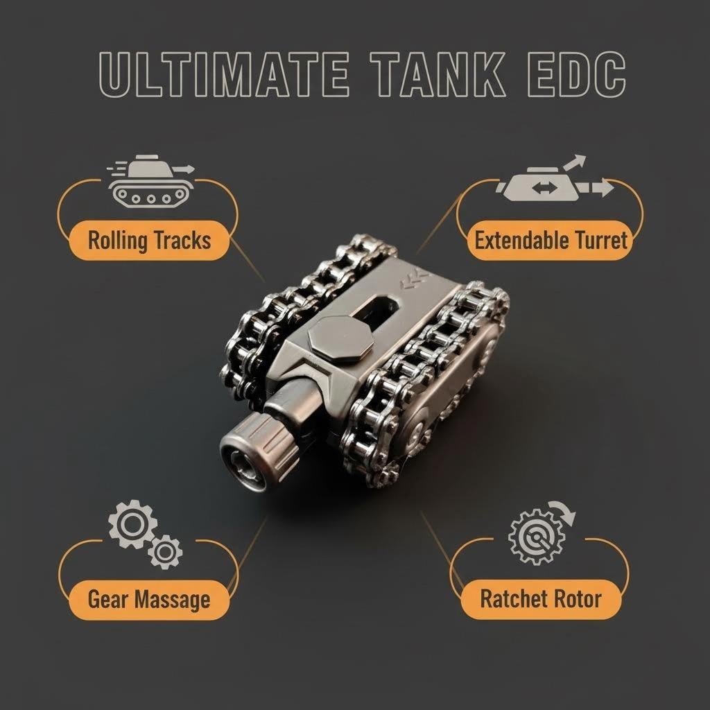 syligr Fidget Toys Stress Relief Metal Gear Tank Mechanical Fidget Spinner with Spinning Tracks Turret & Rotating Barrel Movable Parts for Adults Anxiety ADHD Sensory Toys Desktop Office Decor