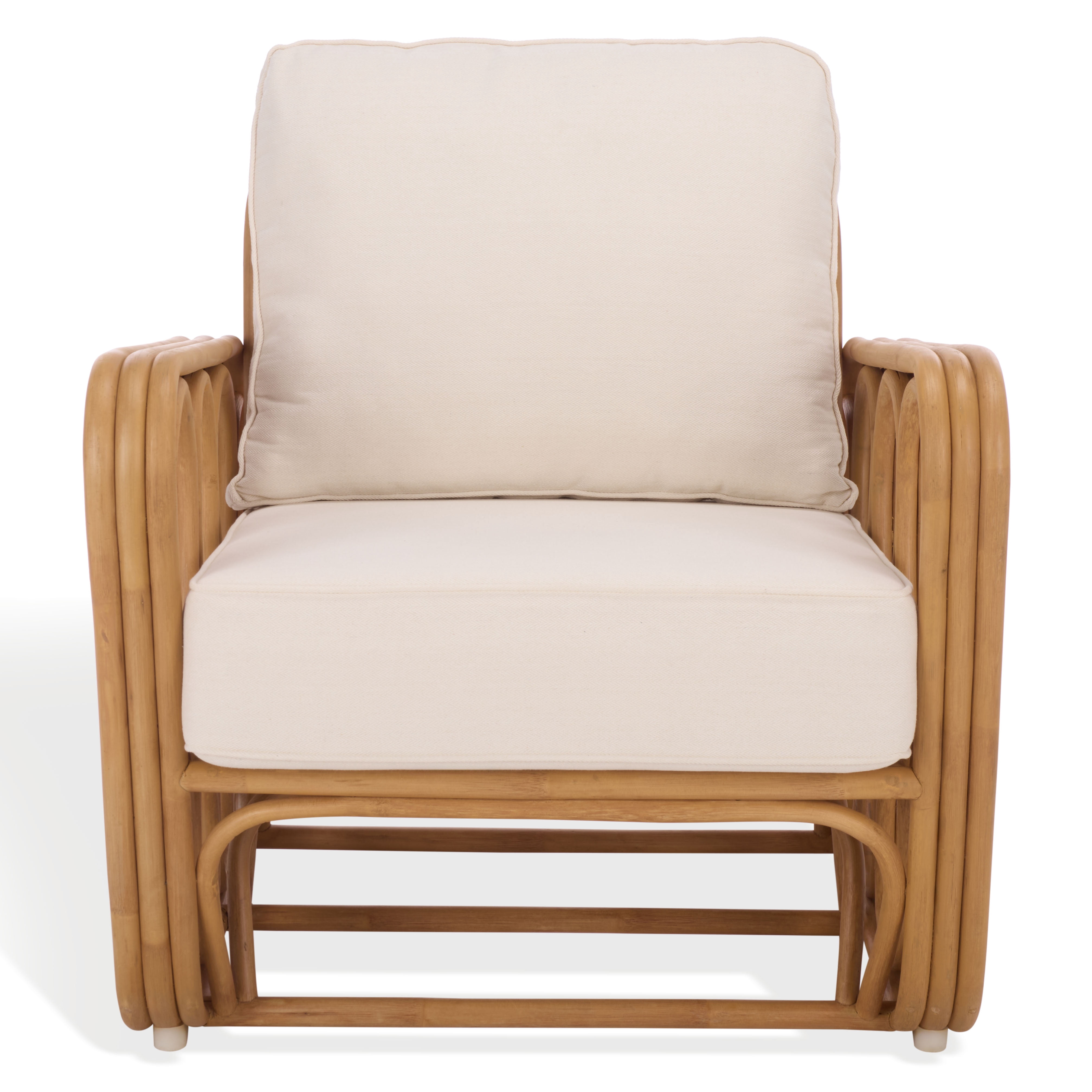 Safavieh Couture Malina Rattan Pole Modern Accent Chair, Natural/White