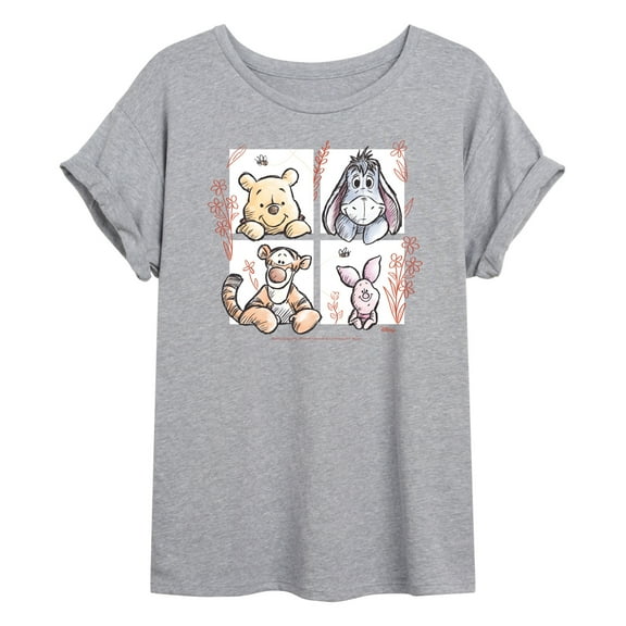 Winnie the Pooh - Character Grid Drawing - Women's Oversized T-Shirt