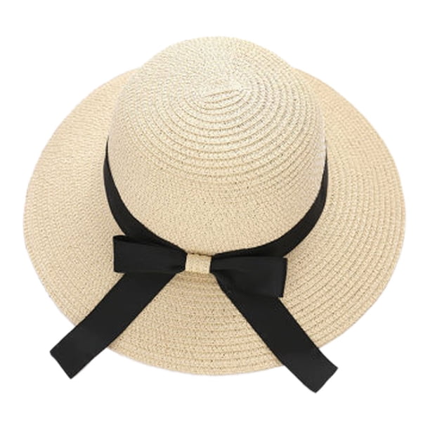 54-58 cm sombrero circunferencia sombrero femenino verano al aire libre playa grandes aleros protector solar sombrilla sombrero de paja pajarita plegable