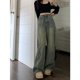thumbnail image 4 of Pantalones vaqueros de estilo Y2K para mujer, Jeans azules sueltos de calle alta con patas anchas, Pantalones rectos de cintura alta, Retro, 4 of 4