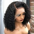 thumbnail image 3 of 13*4 Lace Frontal Brazilian Virgin Deep Wave Human Hair 180% Density Pre-Plucked Side Part Short Bob Wigs For Black Woman, 3 of 6