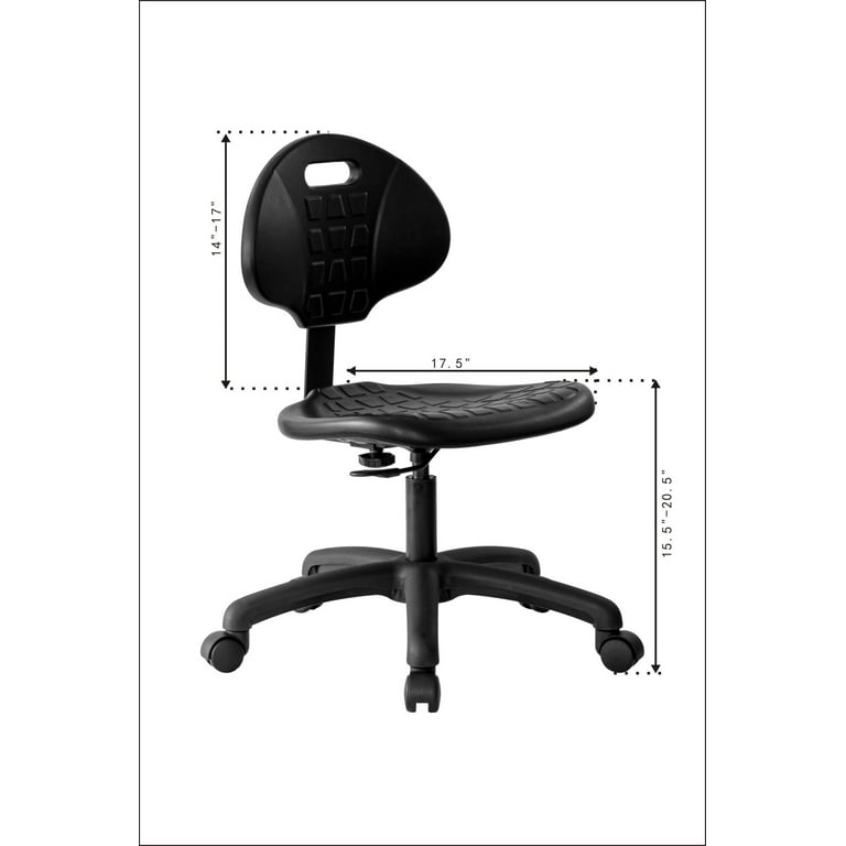 CHAIR MASTER Black Polyurethane Low Desk Chair Seat Height 15.5