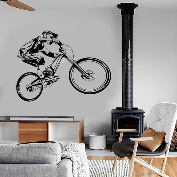 Vinyl Wall Decal Mountain Bike Extreme Sports Biking BMX Bicycle Motocross Wall Sticker Modern Garage Home Bedroom Decor 42x32cm