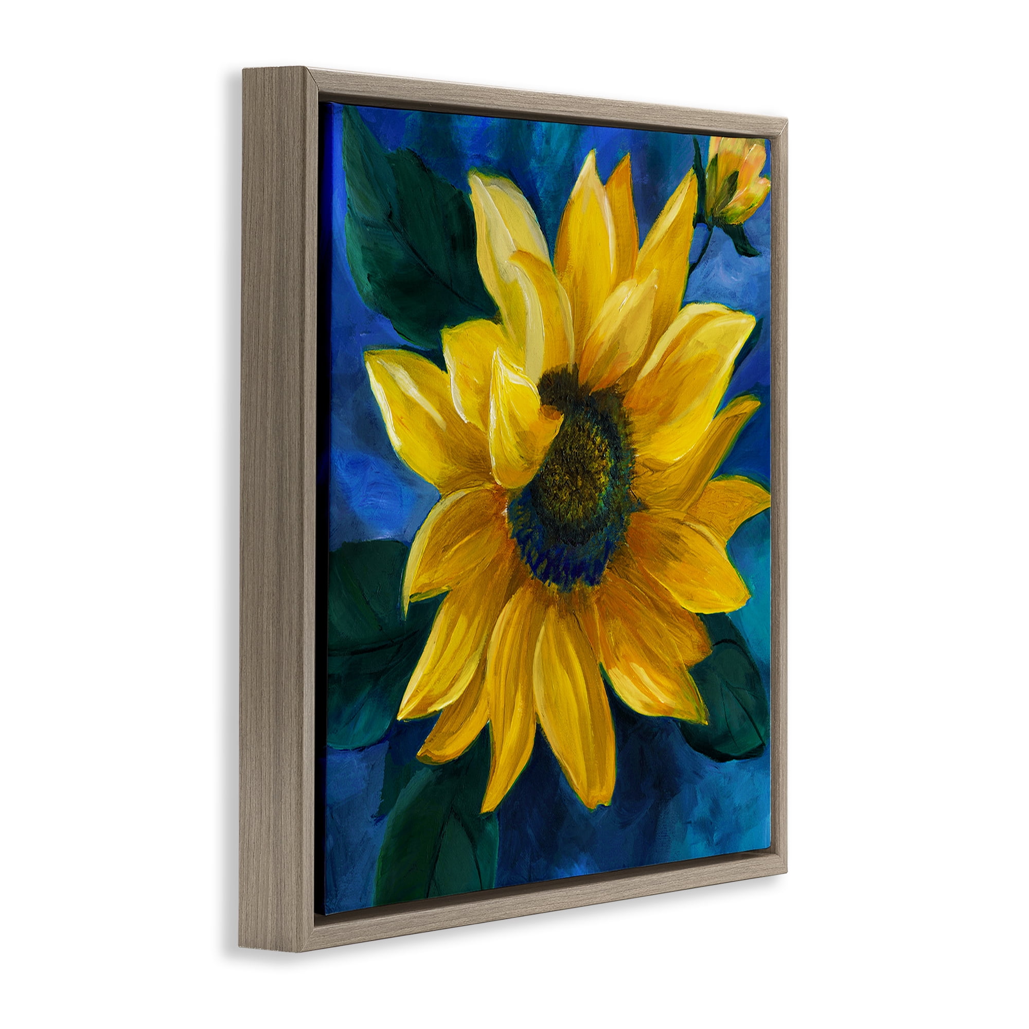 Stupell Industries Sunflower Curling Petals Plants & Flowers Painting Brown Floater Framed Canvas Art Print Wall Art, 18 x 18