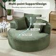 thumbnail image 3 of Aukfa Oversized Round Chaise Longue Chair Indoor, 56-inch Upholstered Corduroy Deep Seat Circle Cloud Sofa Chair, Green, 3 of 8