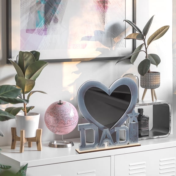WHAMVOX Heart-Shaped Metal Photo Frame with Finish, Tabletop Display for Dad, Perfect Father's Day