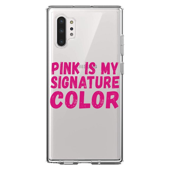 DistinctInk Clear Shockproof Hybrid Case for Galaxy Note 10 PLUS (6.8" Screen) - TPU Bumper Acrylic Back Tempered Glass Screen Protector - Pink is My Signature Color