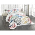 thumbnail image 3 of Ambesonne United States Quilted Bedspread Set 3 Pcs, Grunge Stamps, Queen Size, Multicolor, 3 of 5