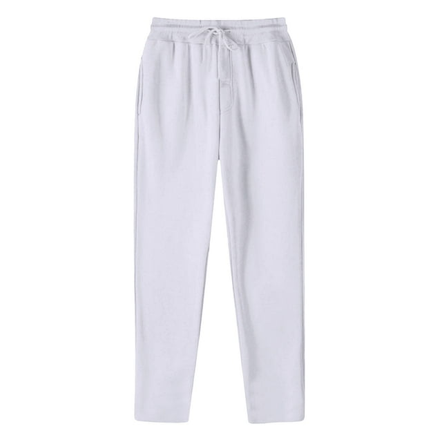 Uinagy Men's Solid Color Casual Straight Trousers with Pockets