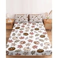 thumbnail image 2 of Cal.King Size Fitted Sheet Set - Vintage Pumpkins Fall 3 Piece Bedding Sets 16" Deep Pocket Fitted Sheet with 2 Pillowcases, Beige Botanical Thanksgiving Brushed Microfiber Hotel Luxury Bed Sheets, 2 of 9