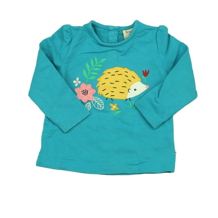 

Pre-owned Frugi Girls Turquoise Porcupine Long Sleeve Shirt size: 6-12 Months