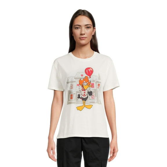 Warner Bros. Juniors' Halloween Daffy Duck Graphic Tee with Short Sleeves, Sizes XS-3X