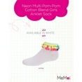 thumbnail image 2 of MeMoi Neon Multi Pom-Pom Cotton Blend Anklet Sock - Girls - Female, 8, White, 2 of 7