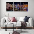 thumbnail image 2 of Canvas Painting Las Vegas Nevada Cityscape Wall Art Home Decor for Living Room Prints 3 Pieces Bellagio Casino Night View Poster Pictures Stretched Framed Ready to Hang, 12"x16"x3 Panels, 2 of 6