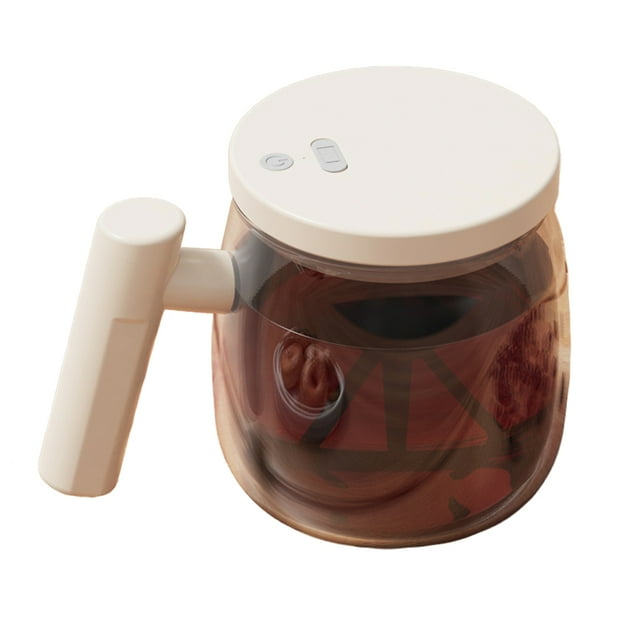 USB Rechargeable 400ml Electric Self-Stirring Glass Mug with Food-Grade Borosilicate Liner - 7000 RPM High-Speed Mixer for Coffee, Milk, Protein Powder & More - Portable, Waterproof, Office/Home Use
