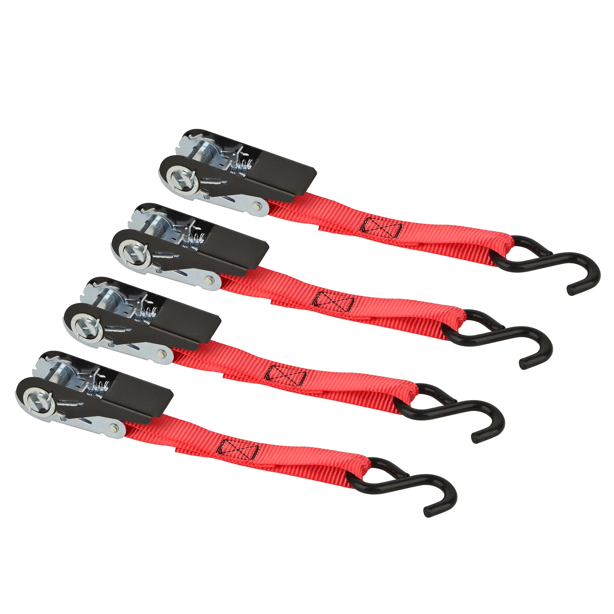 Hyper Tough 1" x 10' Tie-Down Ratchet 300lbs WLL with S hooks 4 Pack