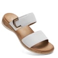 thumbnail image 3 of Littleplum Women's Arch Support Sandals Wide Leather Strap Casual Summer Beach Sandals for Women,White,Size 6, 3 of 12