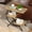 Light Brown, variant on C-Shaped End Table, Industrial 3-Tier Small Side Table for Couch, Wood Bedside Table Snack Side Table with Storage Shelves for Living Room Small Space, White Gold