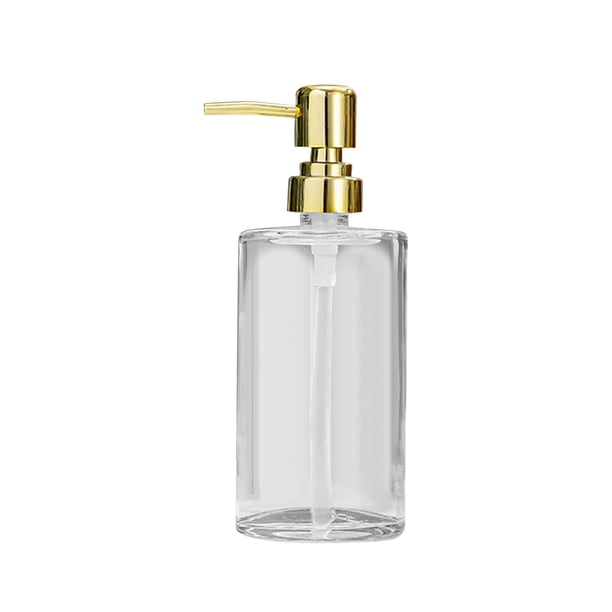 Dispensador de jabón de vidrio transparente de 420 ml, dispensador de jabón líquido para manos para salón de belleza. Estilo D