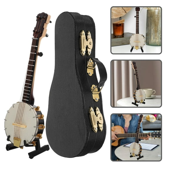 NICEXMAS Miniature Wooden Banjo Toy Baby Instruments for Music Decoration Ornament