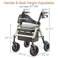 thumbnail image 5 of Andador con ruedas Soundfuse para personas mayores con asiento, plegable y ligero, con ruedas grandes de poliuretano de 20 cm, asiento ergonómico y doble ajuste de altura., 5 of 5