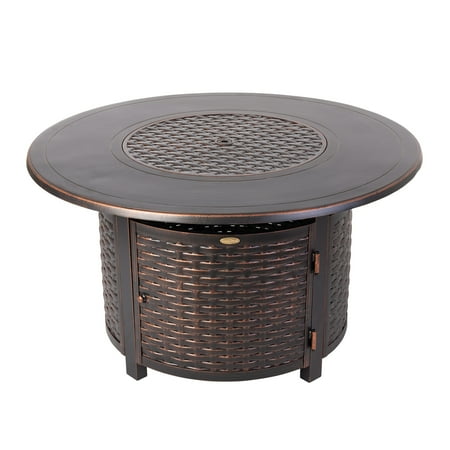 Fire Sense - Florence Woven Round Aluminum LPG Fire Pit - Antique Bronze
