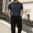 thumbnail image 2 of Men's Breeze Polo Shirts Beer Belly Breeze Short Sleeve Wear Collared Textured Shirt Stretchy Quick Dry Casual Golf for Outdoor Daily Dark Gray XL, 2 of 5