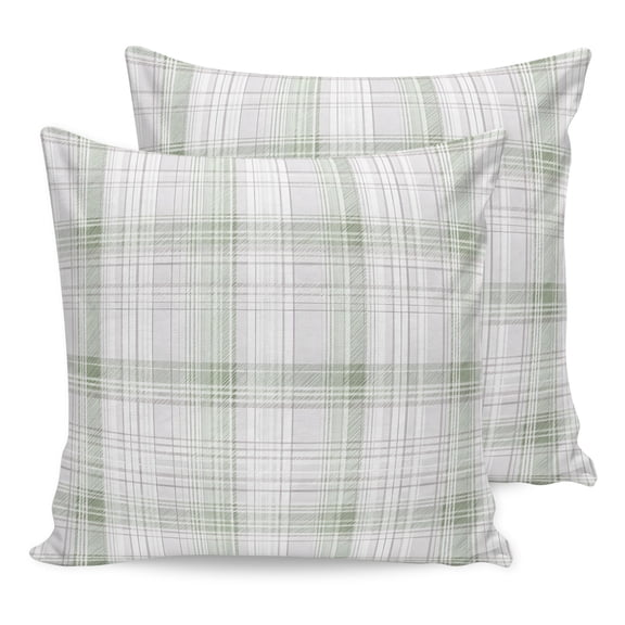 Pillow Covers 18x18 Set of 2, Sage Green Checkered Square Throw Pillow Covers for Couch/Sofa/Living Room, Summer Modern Minimalist Decorative Soft Pillowcases for Couch Throw Pillows