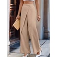 thumbnail image 2 of Women'S Elegant Wrap Front High Waisted Wide Leg Pants Suit Pants Trousers Khaki XXL, 2 of 8
