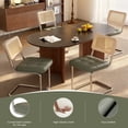 thumbnail image 6 of Hawsaiy Faux Leather Rattan Dining Chairs Set of 8, Upholstered Dining Room Chairs with Cane Back, Mid Century Modern Cantilever Kitchen Chairs, Chrome Frame Armless Side Chairs, Green, 6 of 12
