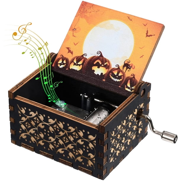 Música De Halloween Caja De Música De Madera Con Manivela Manual Regalo Para Niños Niños Niñas Advancent HA043877-04
