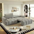 thumbnail image 3 of TICOZE 90.2" King Size 3-in-1 Convertible Sleeper Sofa Bed, Modern Light Grey Teddy Fabric 4-Seater Couch with Storage Chaise and Casters for Living Room, Office and Apartment, 3 of 10