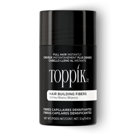 Toppik Hair Building Fibers, White, 12g Fill In Fine or Thinning Hair, Instantly Thicker, Fuller Looking, 9 Shades for Men & Women, Keratin Protein Formula