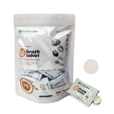 GGANBU Broth tablet Clam flavor  0.1oz(3g) * 36pcs Premieum Individual packed  Soup Broth Dashi  All in one All from the nature  Made in Korea