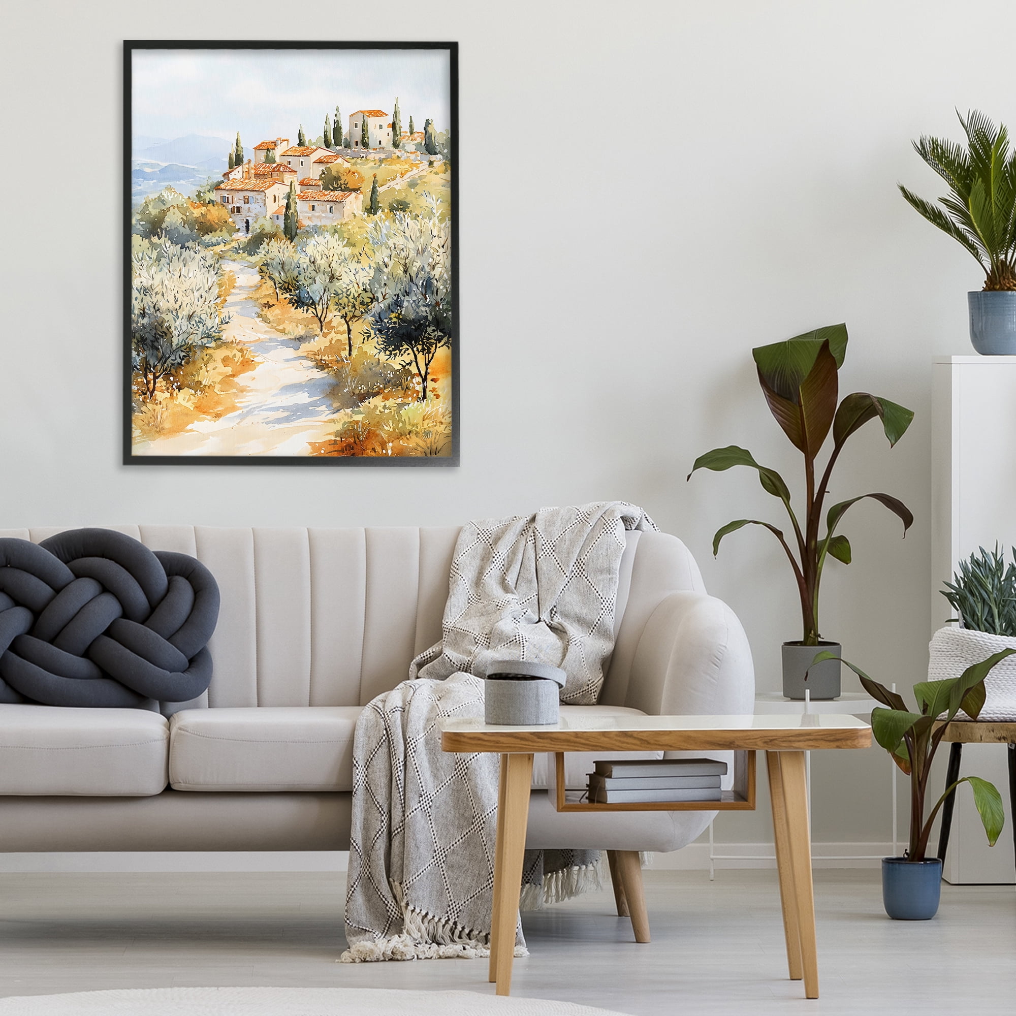 Stupell Industries Tuscan Hilltop Village View Black Framed Giclee Art, design by LSR Design Studio