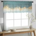 thumbnail image 6 of Abstract Gradient Teal Gold Semi Sheer Valance Curtains Shinny Gold Geometric Voile Valances Curtain Rod Pocket Small Window Treatment for Kitchen Bathroom Cafe 60"x18", 6 of 9