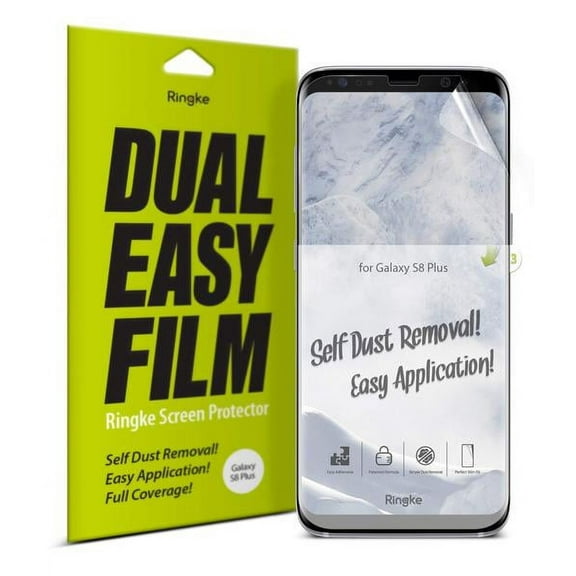 Galaxy S8 Plus Screen Protector, Ringke [Dual Easy Full Coverage] [2 Pack] High Resolution [Anti-Smudge Coating] Easy Application Case Friendly Film Protector for Samsung Galaxy S 8 Plus