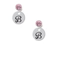 thumbnail image 2 of Delight Jewelry Silvertone Large Script Letter - B - 3/4'' Disc - Pink Crystal Clip on Earrings, 2 of 5