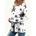 thumbnail image 6 of Stars Tees for Women Full Printed Tops Clothing Crewneck Long Sleeve Pullover Classic-Fit Tees Casual Soft Outfits Spring Fall Clothes Fashion Shirts, 6 of 8