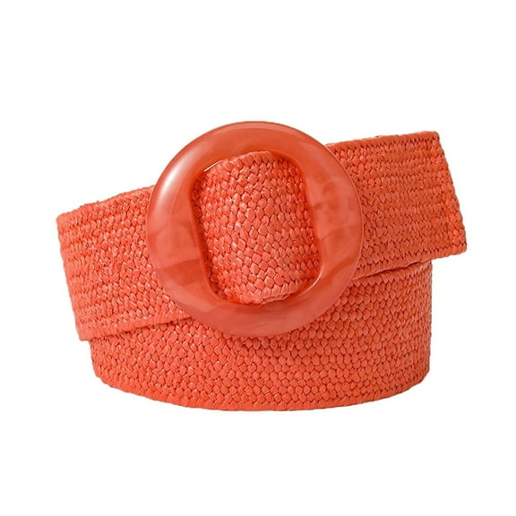 SWSMCLT Women's Braided Belt All Seasons Autumn Date Holeless Chic Summer Braided Belt Adjustable Belts Orange Small-X-Large
