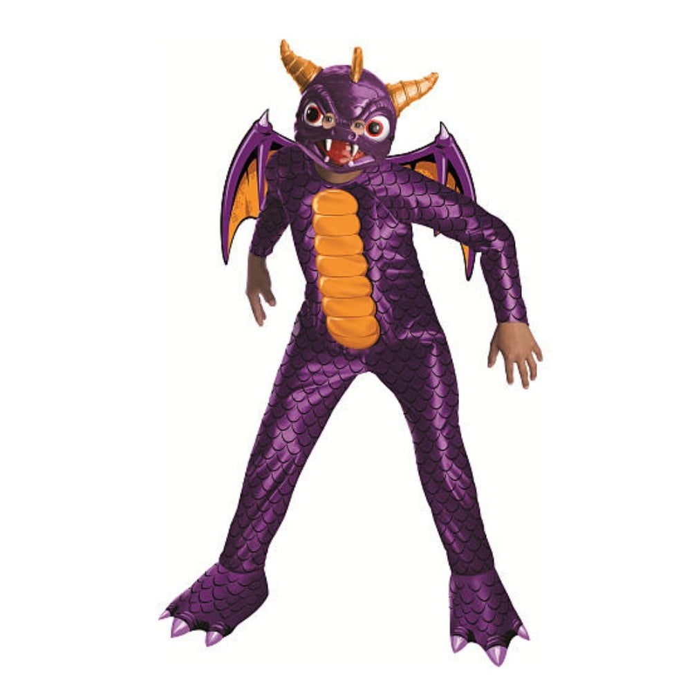 Spyro Skylanders Academy Purple Dragon Fancy Dress Up Halloween Child Costume 