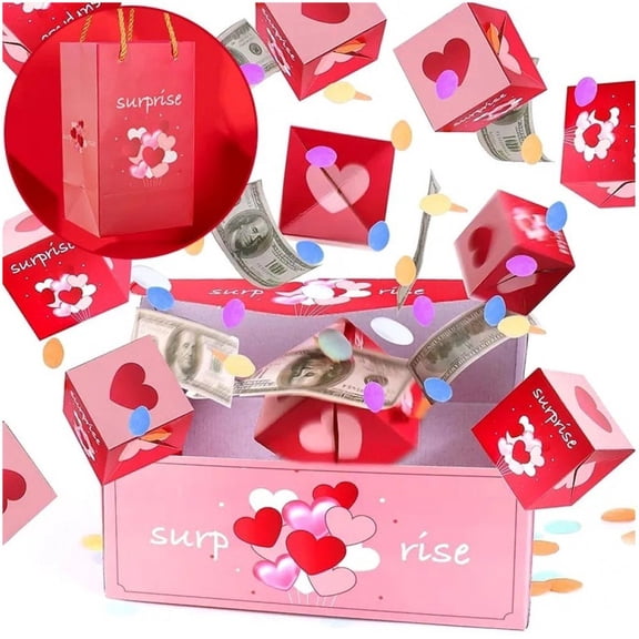Explosion Gift Box Surprise DIY Explosion Gift Box Folding Money Gift Box for Birthday Anniversary Valentine Proposal