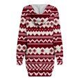 thumbnail image 3 of Jsaierl Robe à Capuche de Noël Chandail en Molleton Imprimé Arbre de Noël Flocon de Neige Manches Longues Robe de Soirée Mode Automne pour Femmes, 3 of 5