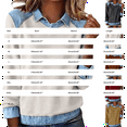 thumbnail image 2 of LIZUOJUNF Denim Shirt Casual Patchwork Waffle Knit Shirts Pullover Casual Loose Button Tops Button Collared Long Sleeve Fashion Basic Tees, 2 of 3