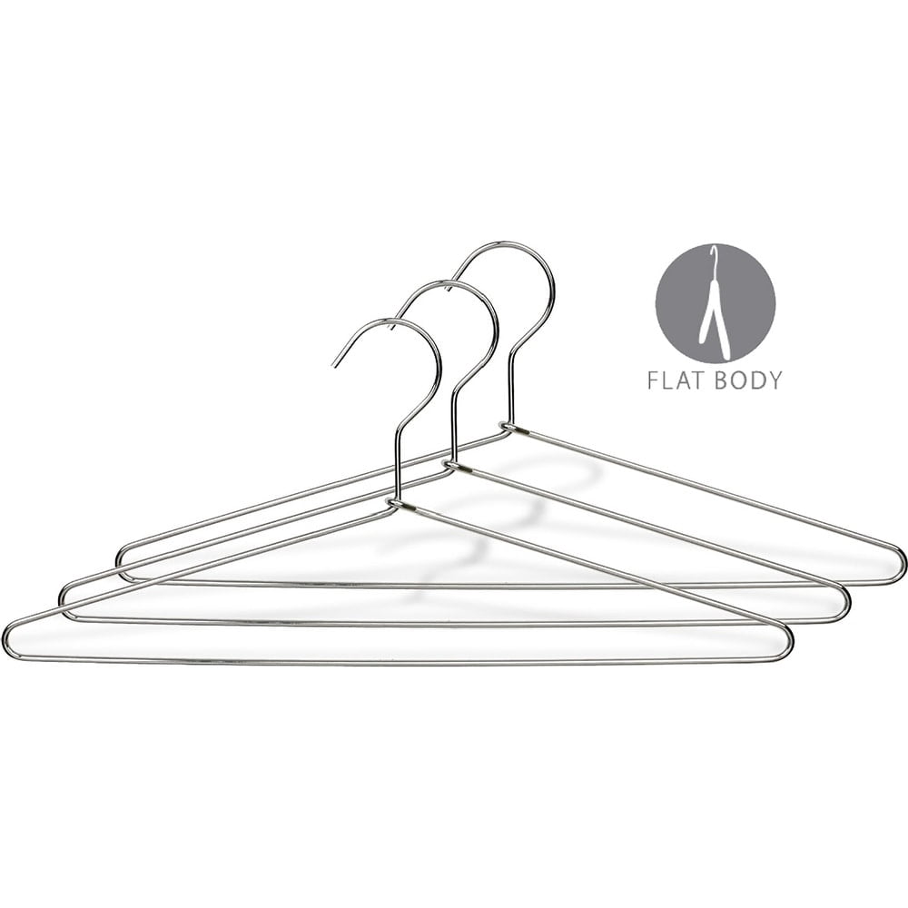 Slim Metal Suit Hanger, Box of 50 Thin and Strong Chrome Top Hangers for Shirts and Pants