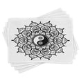 thumbnail image 1 of Ambesonne Peace Place Mats Set of 4, Retro Floral Art, Standard Size, Black White, 1 of 6