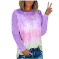 thumbnail image 2 of Olyvenn Stylish Womens Plus Size Tunic Thin Sweatshirts Comfy Loose Fit Breathable Dressy Thermal Blouse Long Sleeve Womens Tops Gradient Tie Dye Graphic Tees Boat Neck Shirts Red 12, 2 of 4